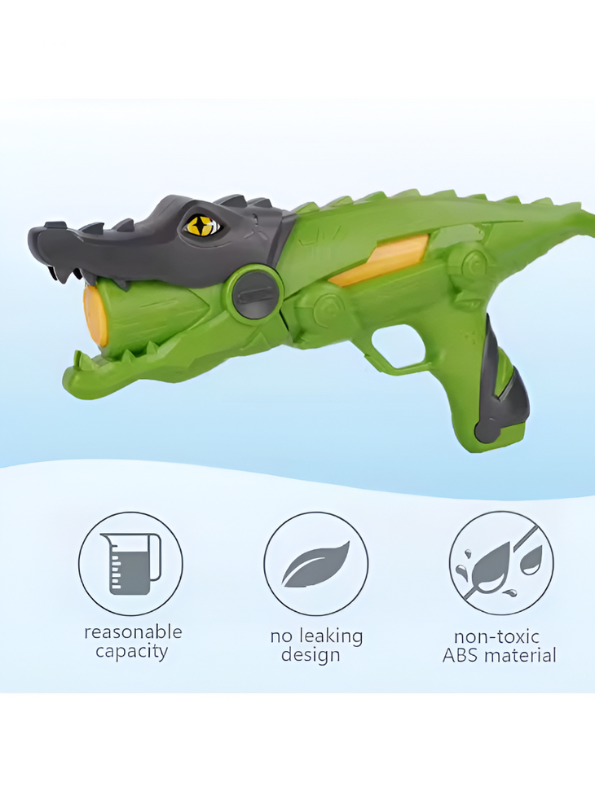 Crocodile Animal Water Gun Blaster – Fun Alligator Design Squirt Gun for Toddlers & Kids, Easy-Grip Summer Toy for Pool, Beach & Backyard (Green/Black) LMI11826