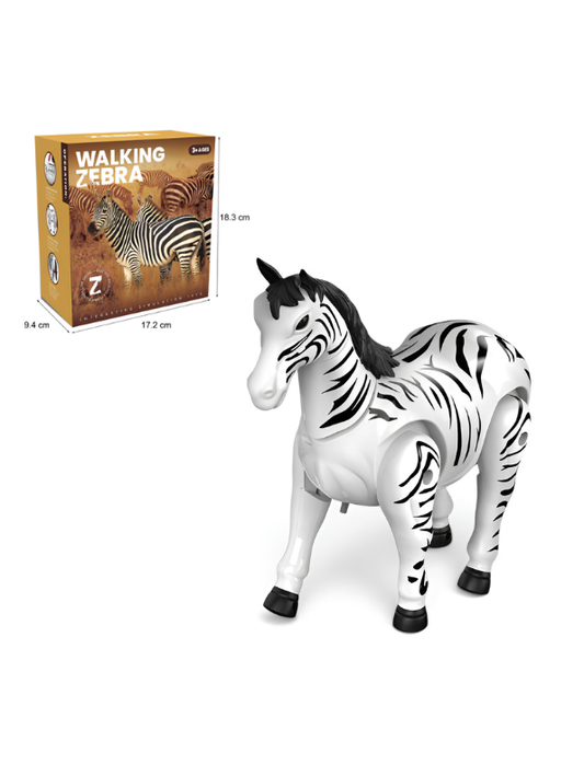 Walking Zebra Toy for Kids with Sound & Light – Battery Operated Realistic Animal Figure TV4082.