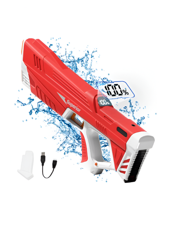 WaveRiot – Automatic Electric Water Gun Powered Spray Blaster with Induction Suction, Long-Range Spray Up to 32ft Red LMI15842.