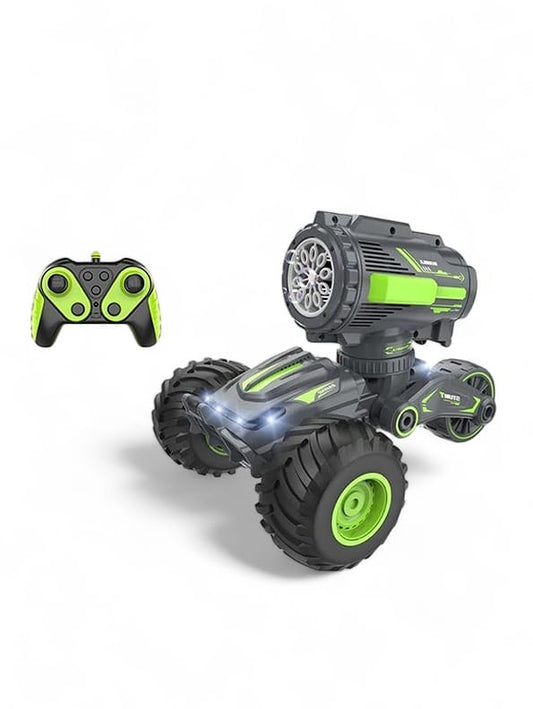 Stunt Remote Control Bubble Making Car Toy With Light & Music For Kids - Green (L- 115)