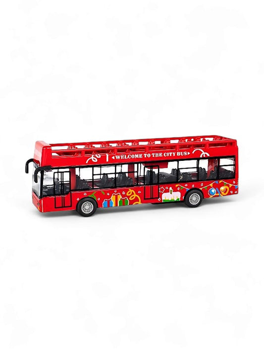 Bus Model Pull Back Vehicle City Bus Toy - Red (L-J-96) - Toyloft