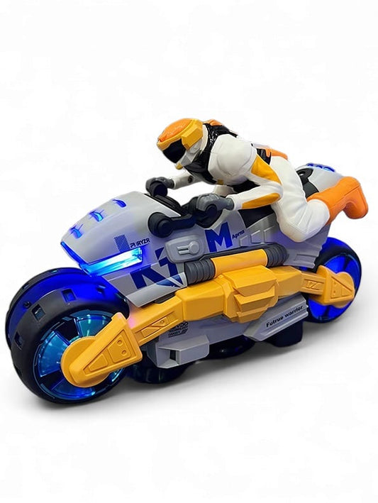 360 Degree Rotating Futuristic Stunt Bike Toy For Kids - Light & Sound - Durable