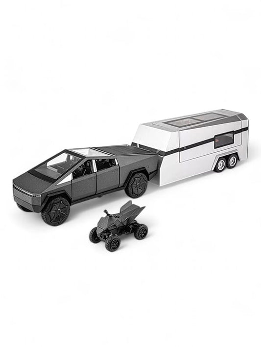 Tesla Cybertruck With Pickup Trailer Car Scale 1:24 - Black (TV-AG-24) - Toyloft