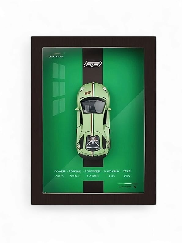 3D Car Frame: Lamborghini Aventador SVJ LP-780-4 | 1:32 Model Poster with Acrylic Glass & Frame