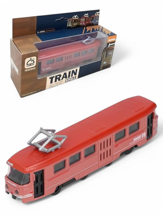 RED - Retro Glide Die-Cast Tram – Pull-Back Alloy Light Rail Train & Bus Model Toy | Fall-Resistant Collectible - NX11311