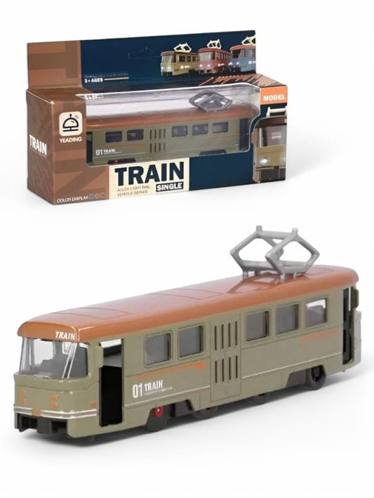 GREEN - Retro Glide Die-Cast Tram – Pull-Back Alloy Light Rail Train & Bus Model Toy | Fall-Resistant Collectible - NX11311