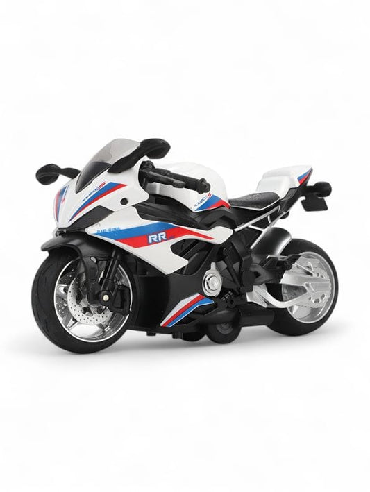 Alloy Motorcycle Model Toy | White Edition - Pull Back Action Bike for Kids.