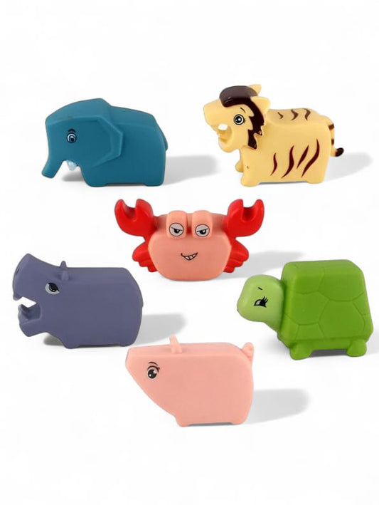 RubberJoy Critters – Colorful Squeaky Bath Toys for Kids | Soft Vinyl Cartoon Animals | Educational & Fun Tub Time Toy Set
