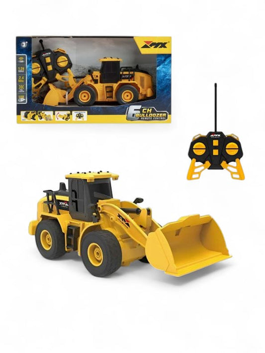 PowerDozer - Remote Control Construction Bulldozer Digger Truck Toy for Kids | 1:24 Scale, Rechargeable RC Vehicle with Lights & Sounds