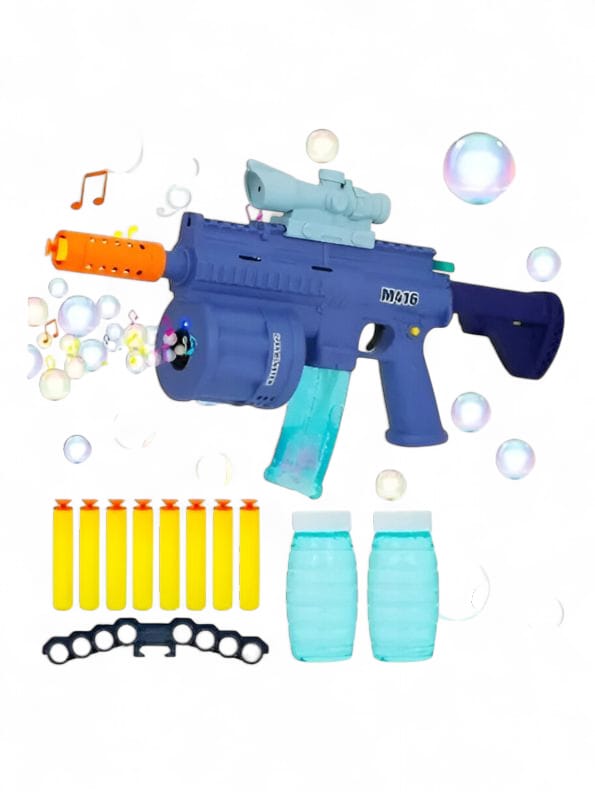 M416 3-in-1 Soft Bullet Toy Gun for Kids – Bubble Maker, Soft Bomb Launcher & 8 Foam Bullets | Fun Blaster Toy