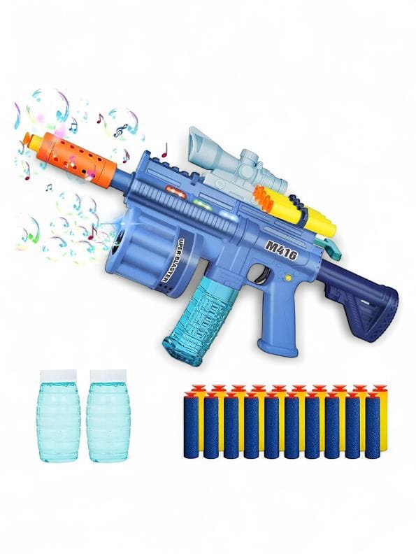 M416 3-in-1 Soft Bullet Toy Gun for Kids – Bubble Maker, Soft Bomb Launcher & 8 Foam Bullets | Fun Blaster Toy