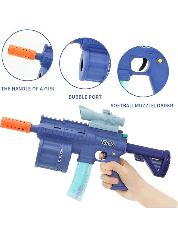 M416 3-in-1 Soft Bullet Toy Gun for Kids – Bubble Maker, Soft Bomb Launcher & 8 Foam Bullets | Fun Blaster Toy