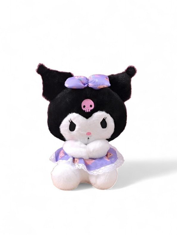 Kuromi Frock Star Plushie with Bow – 8 Inch Sanrio Collectible Soft Plush Toy Kids LMI11445.