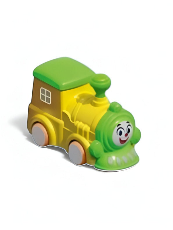 Cute Cartoon Face Mini Train Toy for Toddlers | Green & Yellow Push-and-Go Vehicle LMI12055