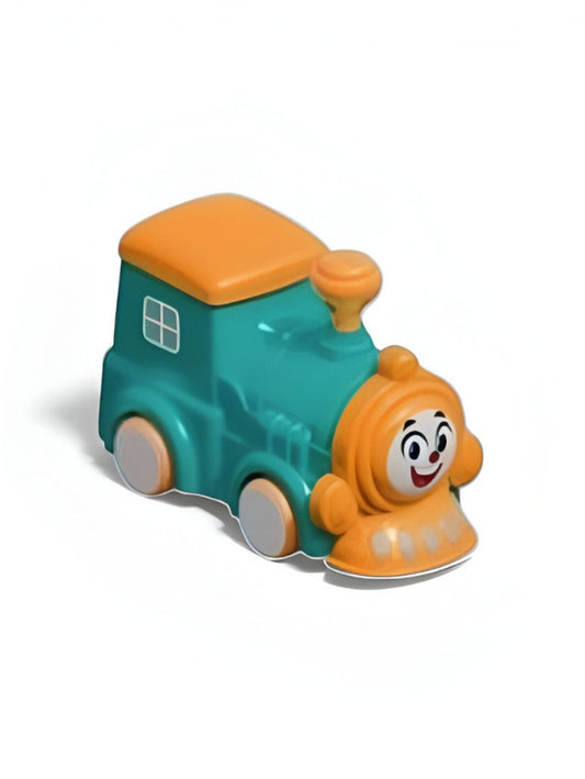 Cute Cartoon Face Mini Train Toy for Toddlers | Teal & Orange Push-and-Go Vehicle LMI12055