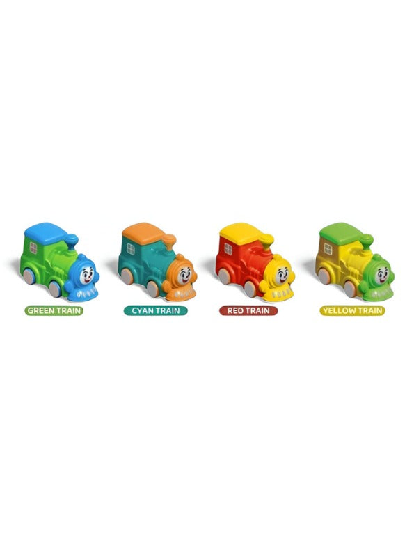 Cute Cartoon Face Mini Train Toy for Toddlers | Green & Blue Push-and-Go Vehicle LMI12055