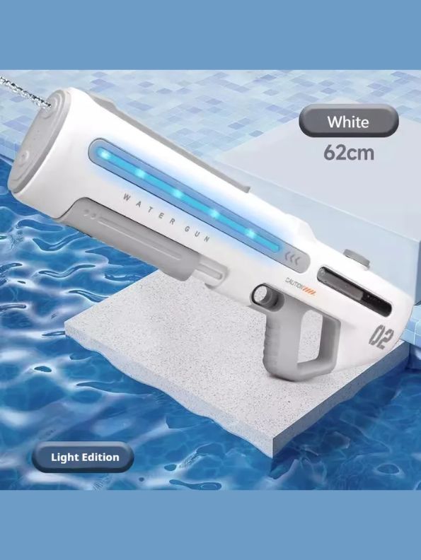 White - HydroBlaze X1000 - High-Pressure Electric Water Gun – Powerful Automatic Water Blaster with LED Lights for Adults, Perfect for Outdoor and Pool Fun