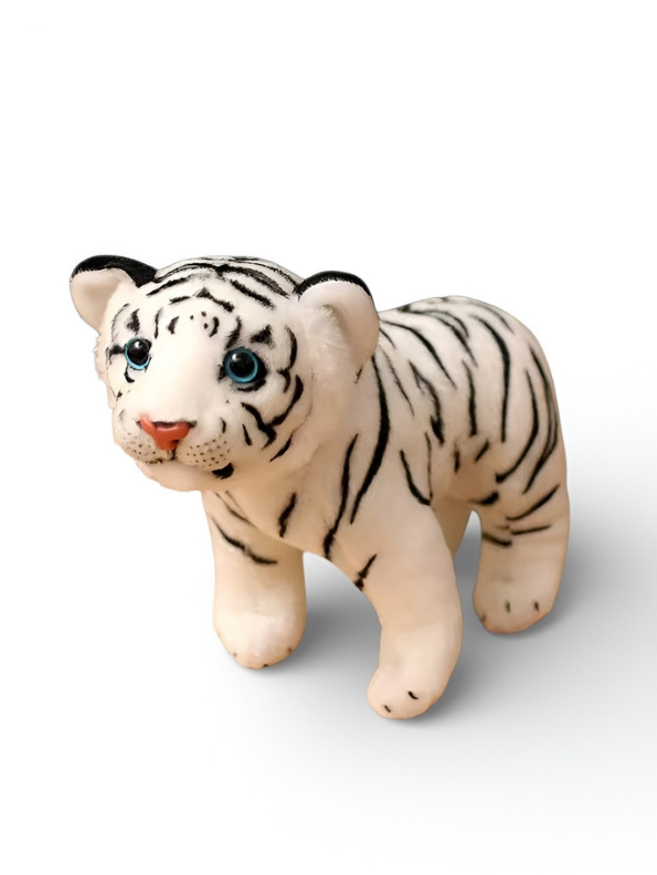 40cm White Tiger Cub Plush Toy with Blue Eyes – Realistic Soft Stuffed Animal ST14968.