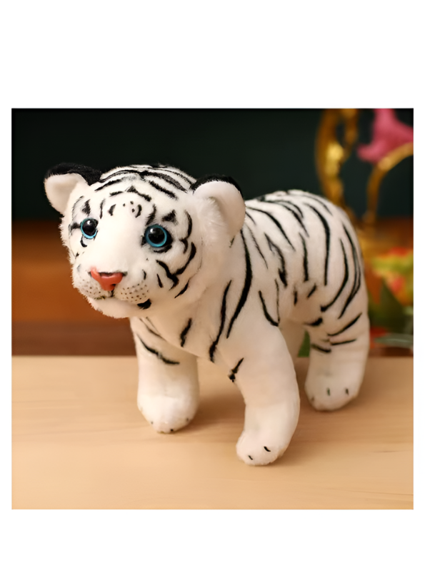 40cm White Tiger Cub Plush Toy with Blue Eyes – Realistic Soft Stuffed Animal ST14968.