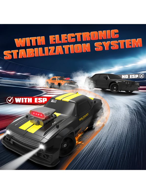 Wilddust Retro 50 km/h 4WD 1:16 Scale Yellow High-Speed RC Drift Car with ESP Gyro TV6327