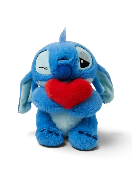 Winking Stitch Plush Toy Holding Red Heart –  8-Inch Cute Soft Stuffed Animal ST15960