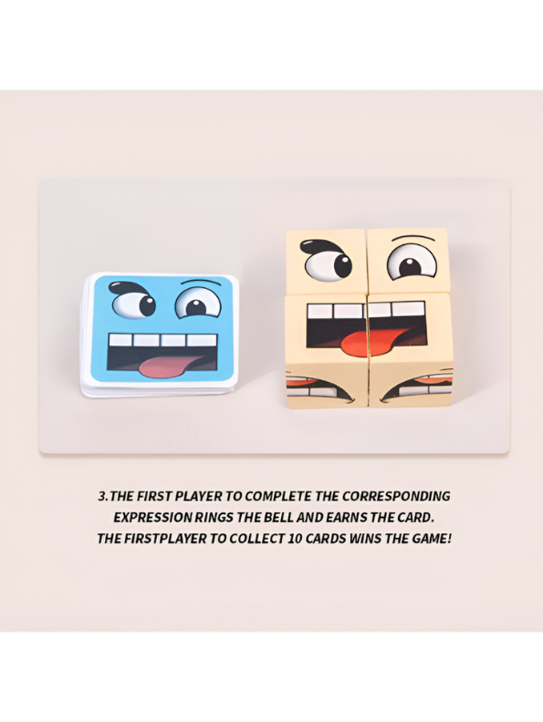 Wooden Face-Changing Expression Blocks Game | Interactive Montessori Educational Puzzle Toy for Kids TV5369