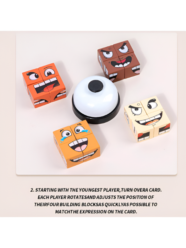 Wooden Face-Changing Expression Blocks Game | Interactive Montessori Educational Puzzle Toy for Kids TV5369