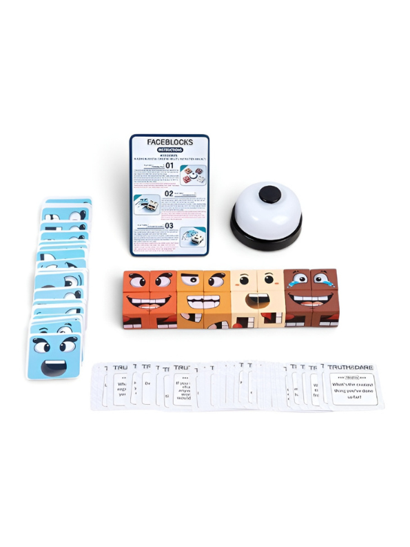 Wooden Face-Changing Expression Blocks Game | Interactive Montessori Educational Puzzle Toy for Kids TV5369