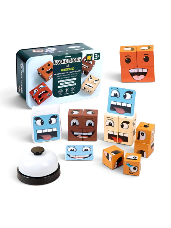 Expression Blocks Wooden Face-Changing Expression Blocks Game | Interactive Montessori ...