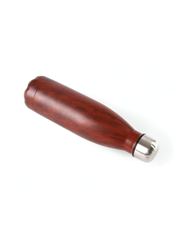 Maroon - Wooden Finish Cap Bottle 500ml – Stainless Steel Water Bottle for Office, Travel & Gym | Leak-Proof & Eco-Friendly NOV8145.