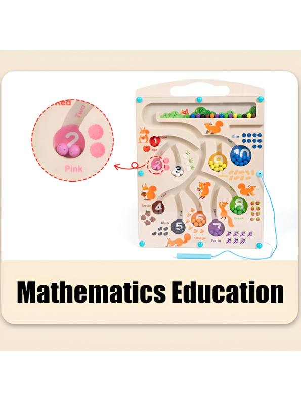 Wooden Magnetic Color & Number Maze – Fine Motor Counting Activity Board for Toddlers MD661