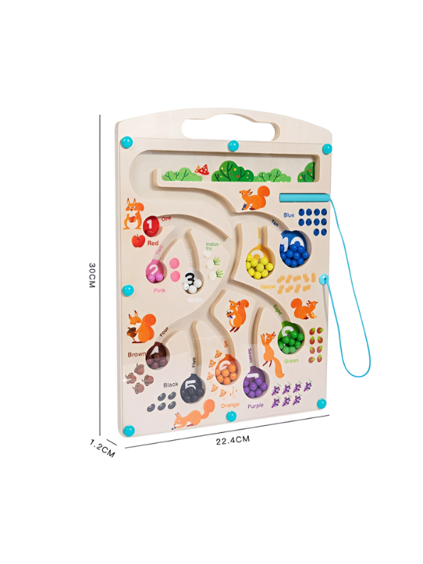 Wooden Magnetic Color & Number Maze – Fine Motor Counting Activity Board for Toddlers MD661