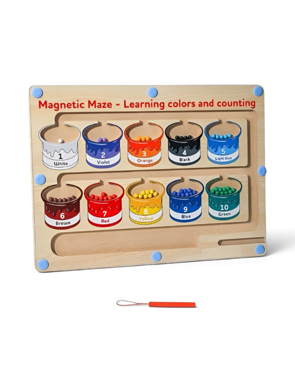 Wooden Magnetic Color and Number Matching Maze Puzzle Board MD658