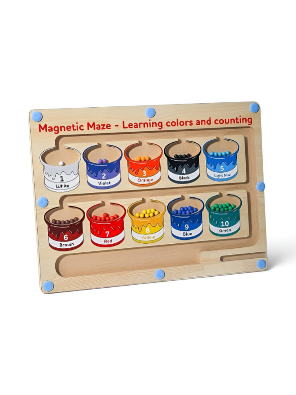 Wooden Magnetic Color and Number Matching Maze Puzzle Board MD658