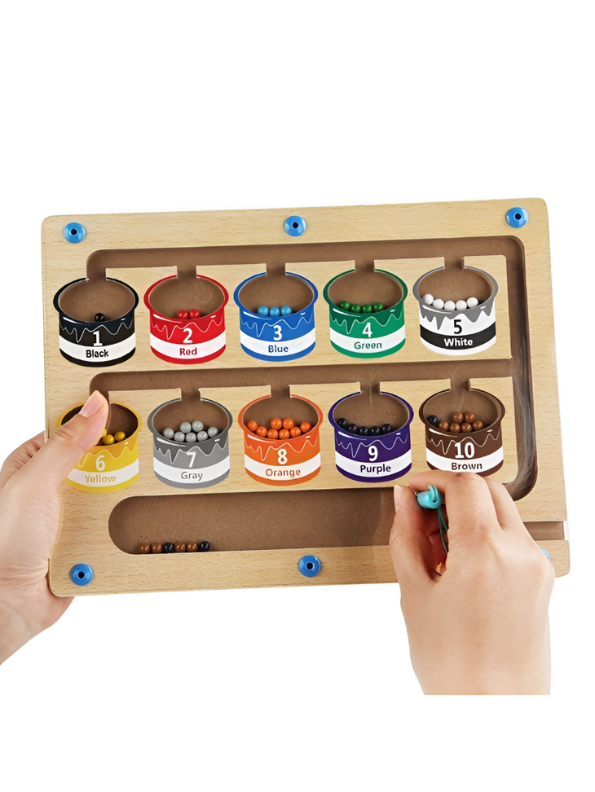 Wooden Magnetic Color and Number Maze – Educational Counting Matching Puzzle Board Toy with Wand for Toddlers and Preschoolers TV7061
