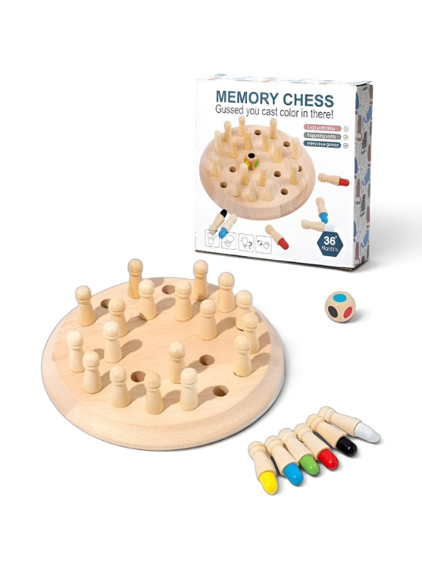 Wooden Memory Chess Board Game | Montessori Color Recognition Toy for Toddlers MD489
