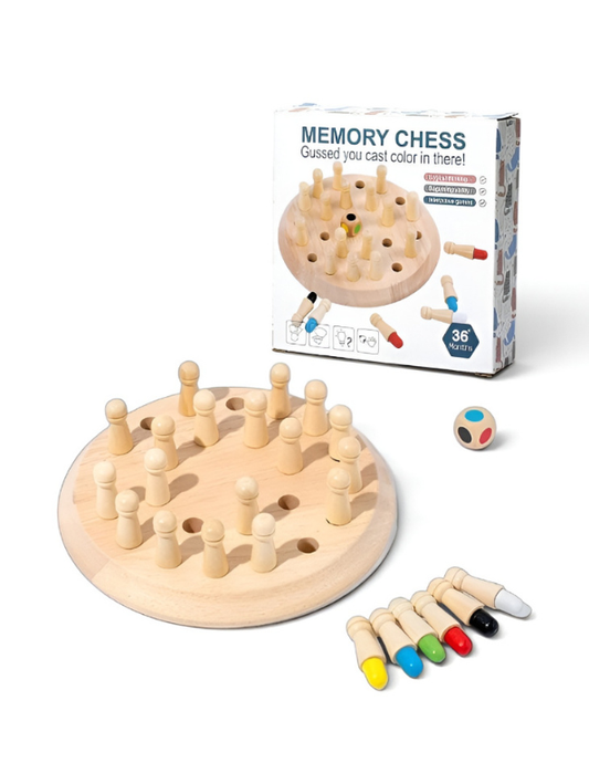 Wooden Memory Chess Board Game | Montessori Color Recognition Toy for Toddlers MD489