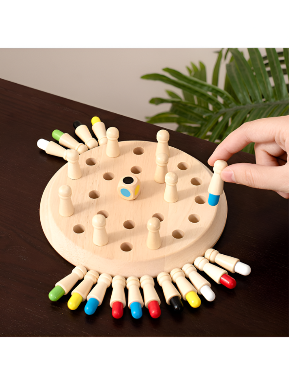 Wooden Memory Chess Board Game | Montessori Color Recognition Toy for Toddlers MD489