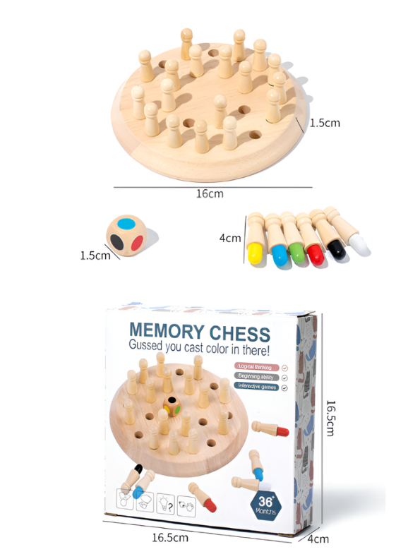 Wooden Memory Chess Board Game | Montessori Color Recognition Toy for Toddlers MD489