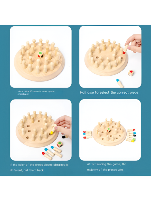 Wooden Memory Chess Board Game | Montessori Color Recognition Toy for Toddlers MD489
