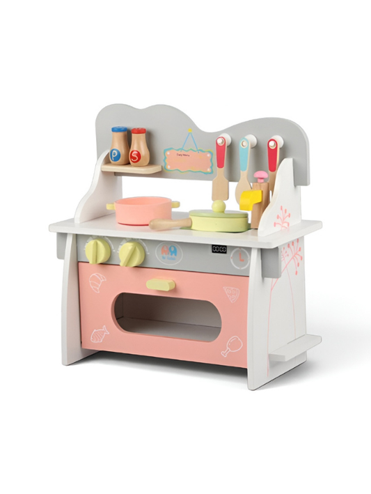 Wooden Play Kitchen Set for Kids – Pretend Cooking Toy with Food & Utensil Accessories Kids MD683