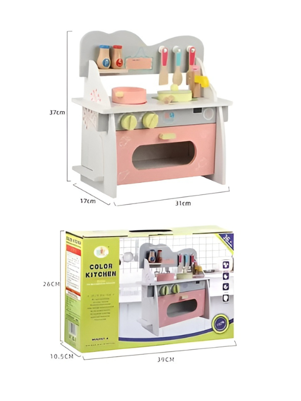 Wooden Play Kitchen Set for Kids – Pretend Cooking Toy with Food & Utensil Accessories Kids MD683