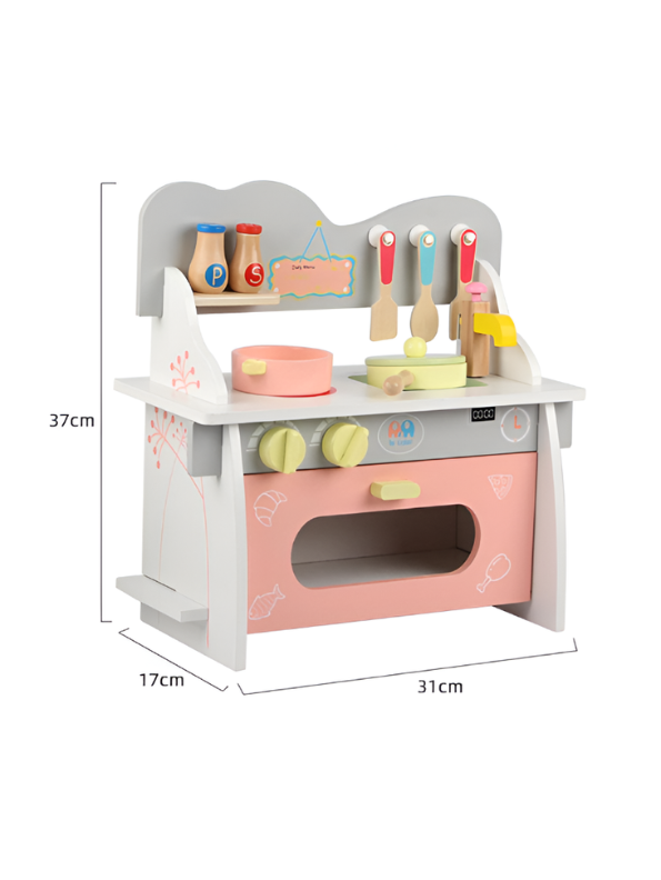 Wooden Play Kitchen Set for Kids – Pretend Cooking Toy with Food & Utensil Accessories Kids MD683
