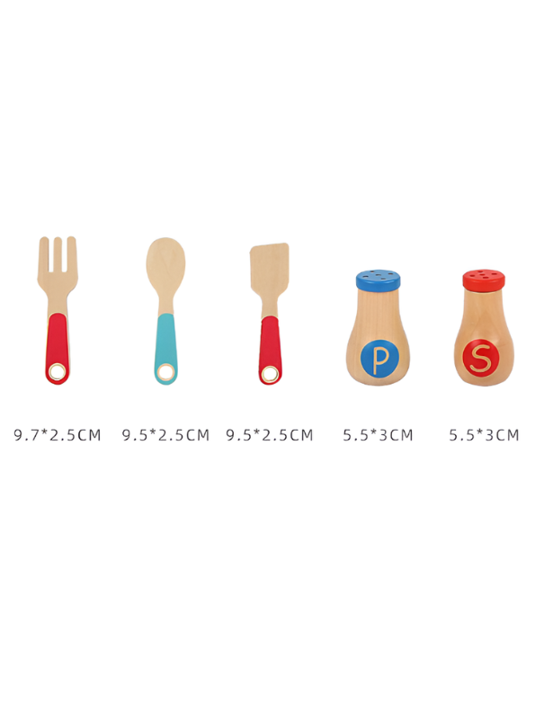 Wooden Play Kitchen Set for Kids – Pretend Cooking Toy with Food & Utensil Accessories Kids MD683