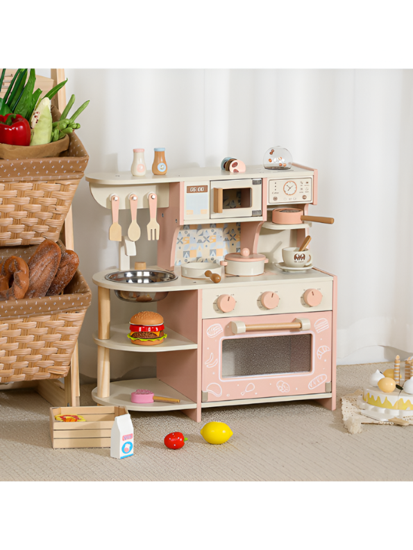 Wooden Pretend Play Kitchen Set with Accessories MD687