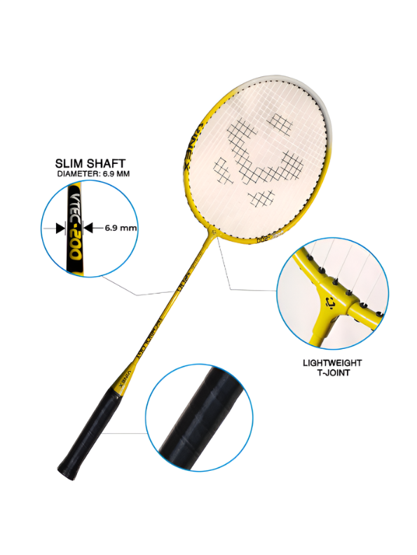 Yellow 2-Piece Badminton Racket Set, High-Performance T-Joint Frame, Shock-Absorbing Comfort Handle, Includes Durable Racket Bag LMI1322