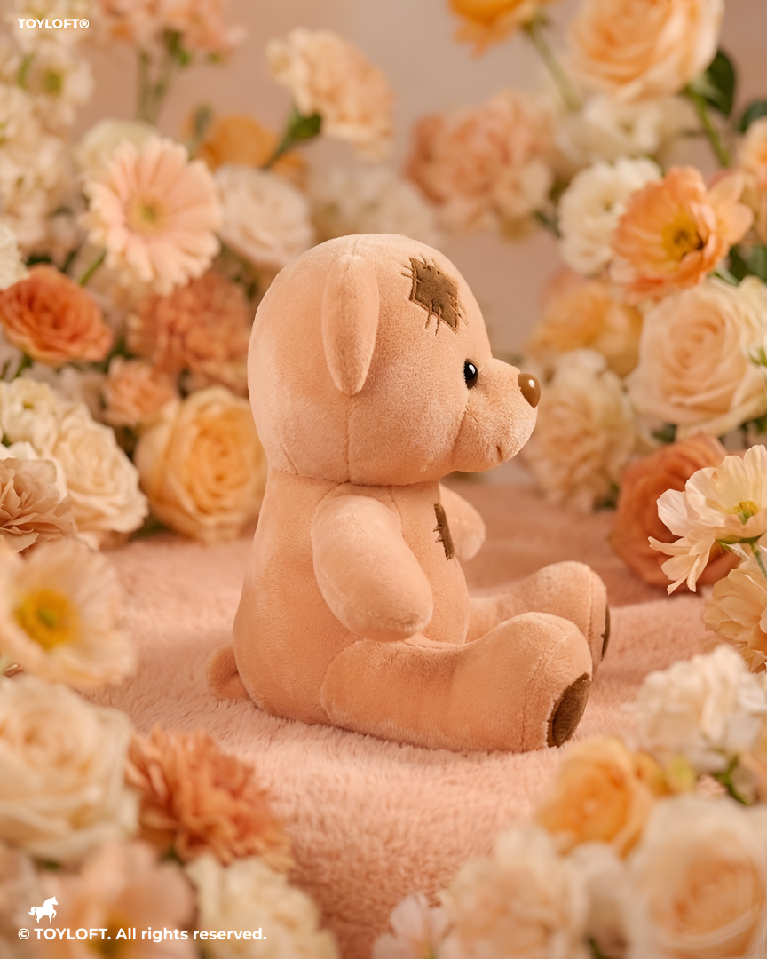 Yellow Patchwork Teddy Bear Plush Toy – 7" Soft Stuffed Animal Soft Toy ST15028