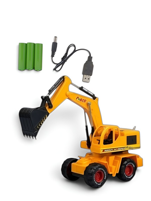 Yellow Remote Control Excavator Toy – 500mAh Rechargeable Construction Vehicle LMI10588