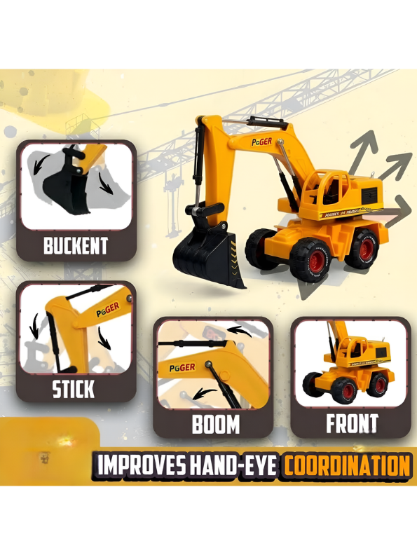 Yellow Remote Control Excavator Toy – 500mAh Rechargeable Construction Vehicle LMI10588