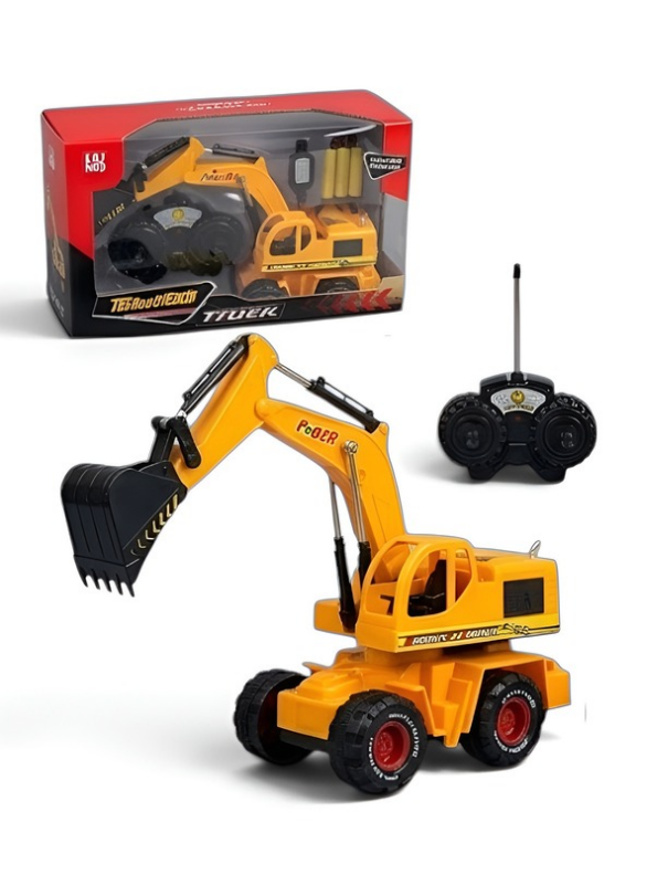 Yellow Remote Control Excavator Toy – 500mAh Rechargeable Construction Vehicle LMI10588